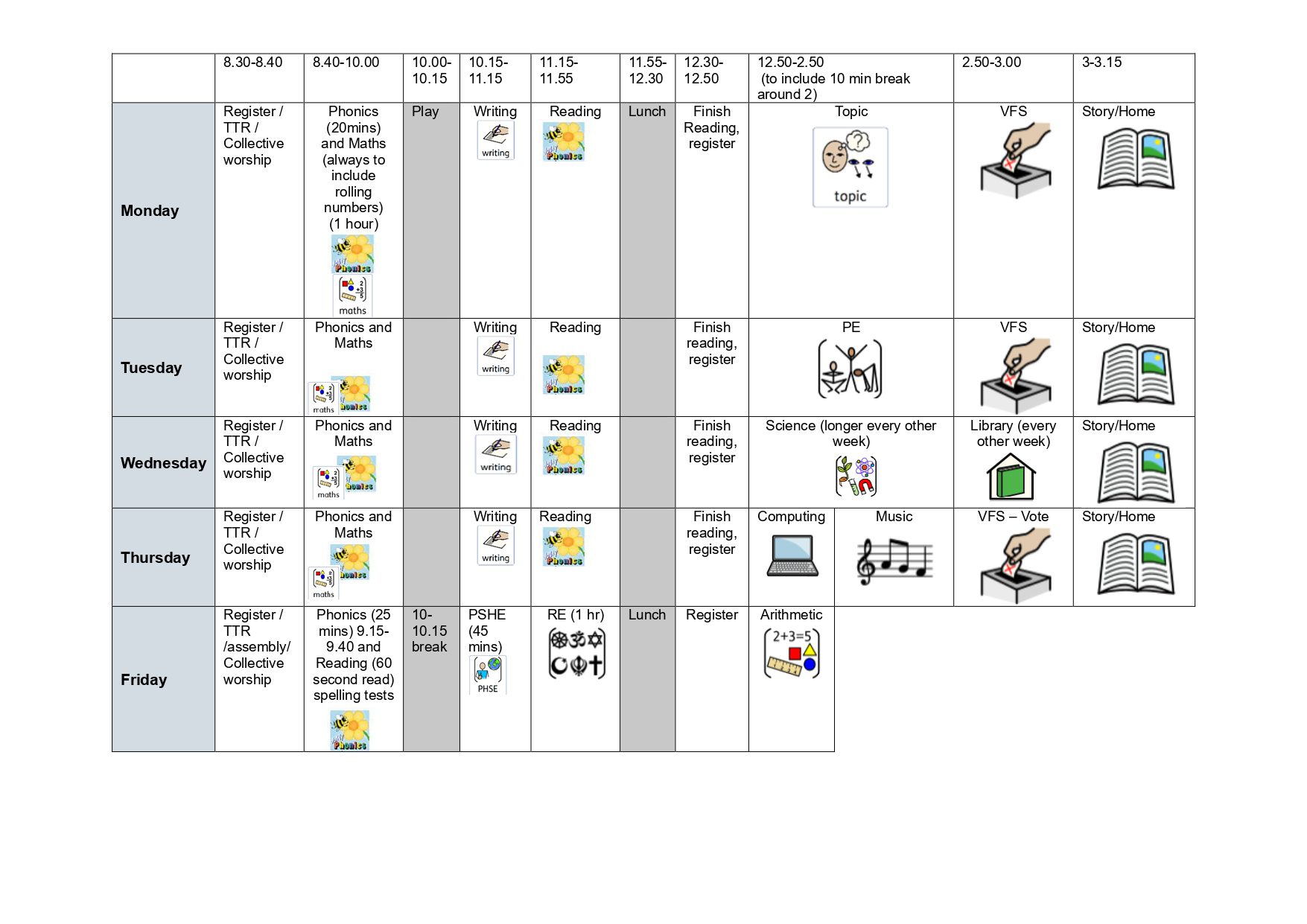 Summer Timetable Y1 Page 0001